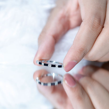 Certified Baguette Lab Grown Black and White Diamond Half Eternity Ring