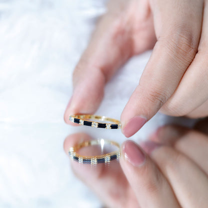 Certified Baguette Lab Grown Black and White Diamond Half Eternity Ring