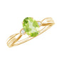 Natural 1 Carat Peridot Oval Engagement Ring with Diamond