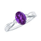 1 Carat Amethyst Oval Engagement Ring with Diamond