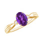 1 Carat Amethyst Oval Engagement Ring with Diamond
