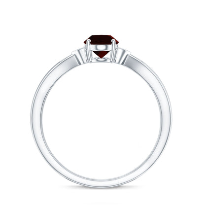 Certified Natural Garnet Diamond Oval Engagement Ring with Pinched Shank