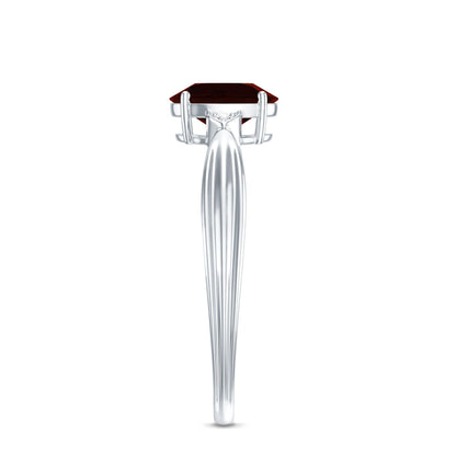 Certified Natural Garnet Diamond Oval Engagement Ring with Pinched Shank