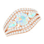 Real Ethiopian Opal 3 Stone Engagement Ring with Moissanite