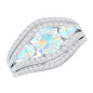 Real Ethiopian Opal 3 Stone Engagement Ring with Moissanite
