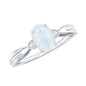 0.6 Carat Oval Cut Moonstone Solitaire Ring with Diamond