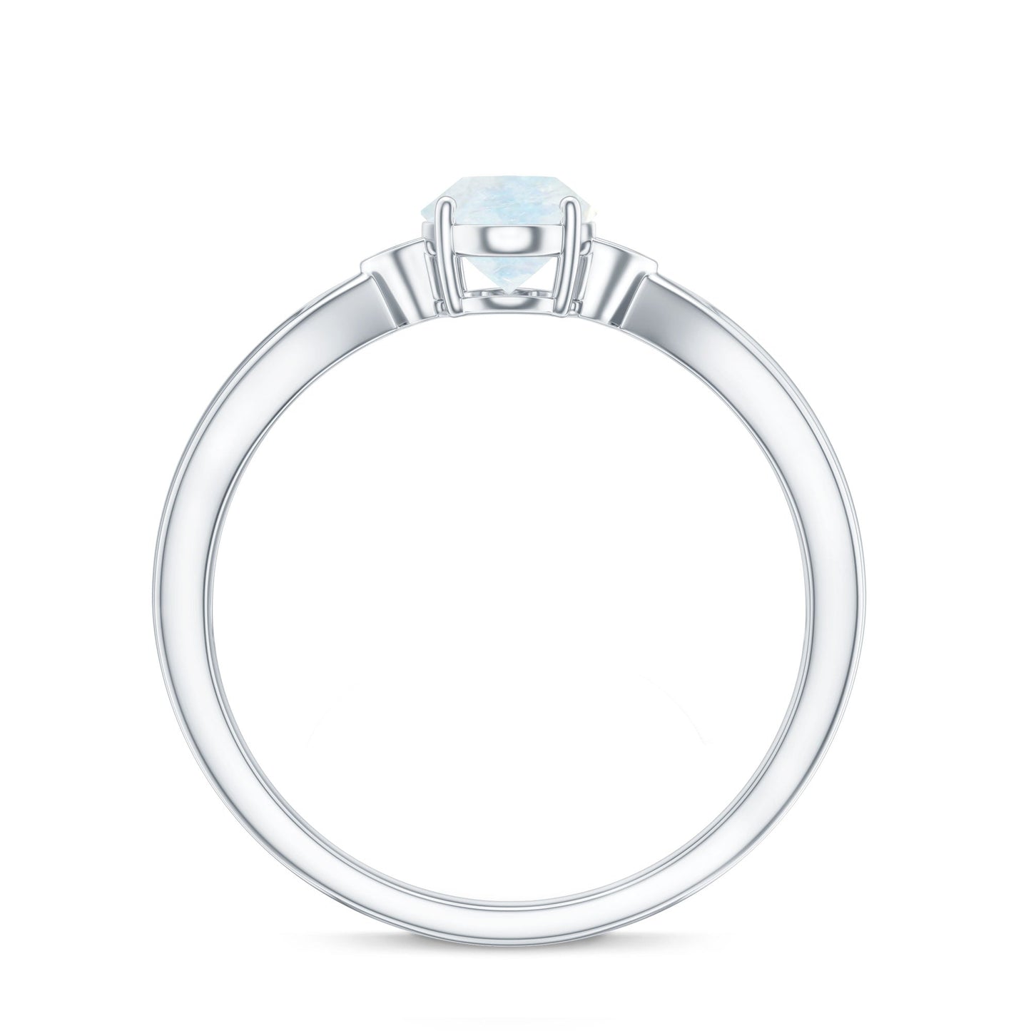 0.6 Carat Oval Cut Moonstone Solitaire Ring with Diamond