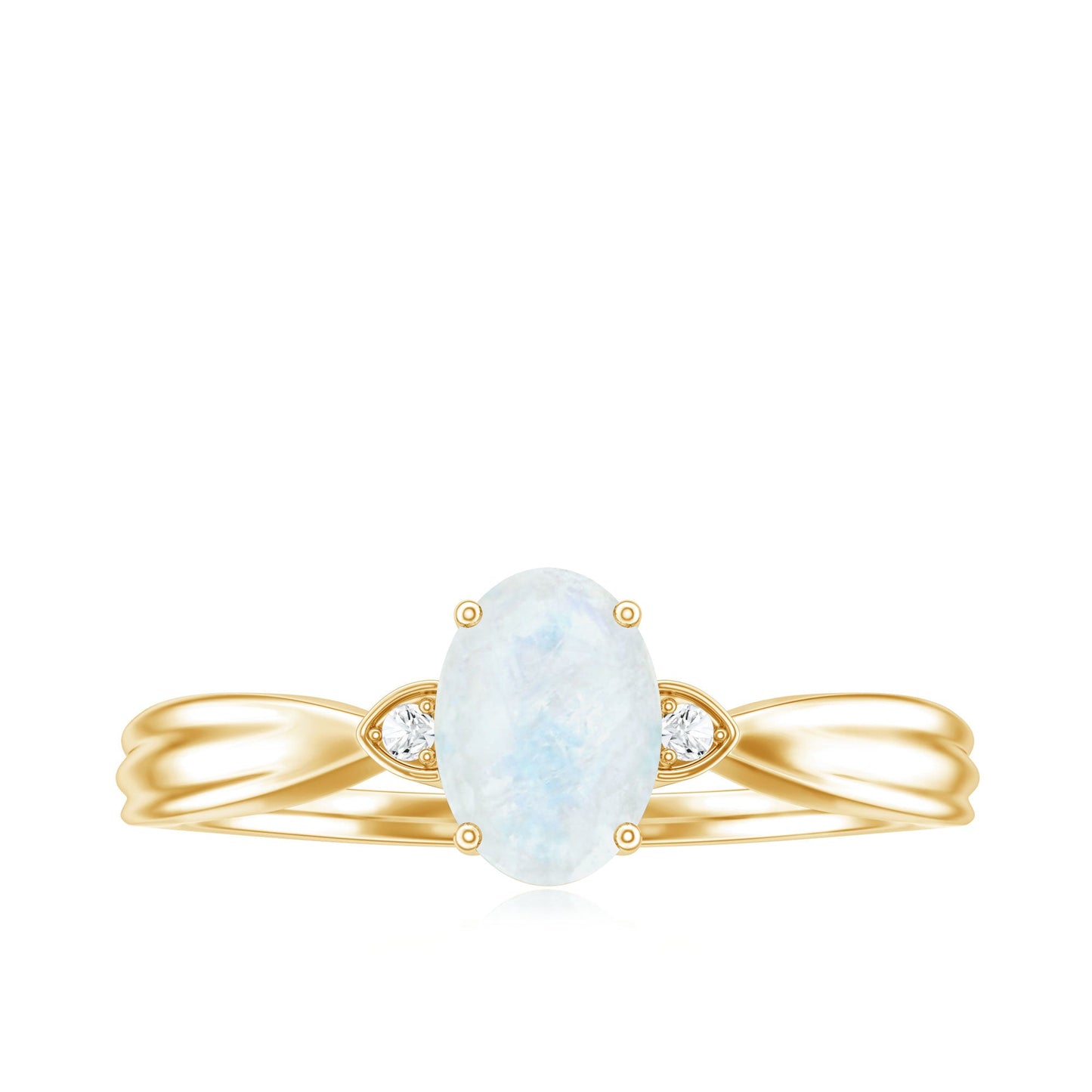 0.6 Carat Oval Cut Moonstone Solitaire Ring with Diamond