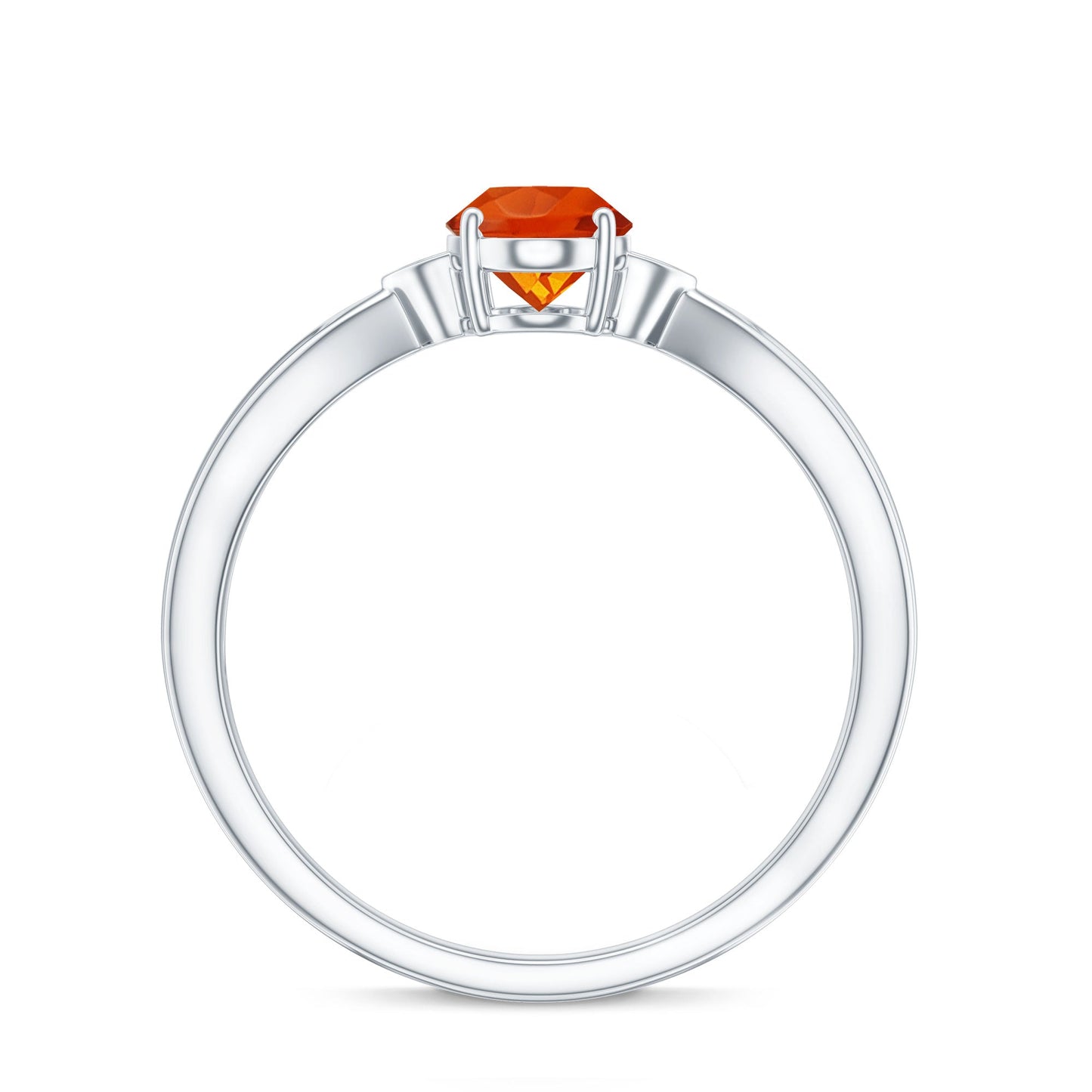0.6 Carat Oval Shape Fire Opal Engagement Ring with Diamond
