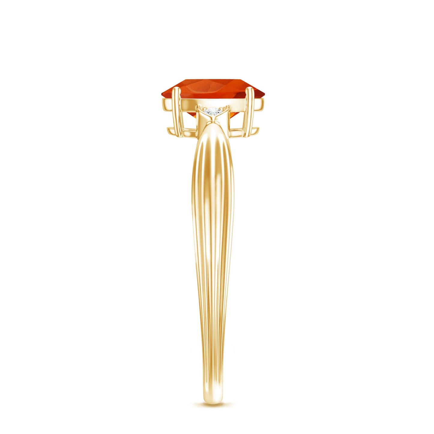0.6 Carat Oval Shape Fire Opal Engagement Ring with Diamond