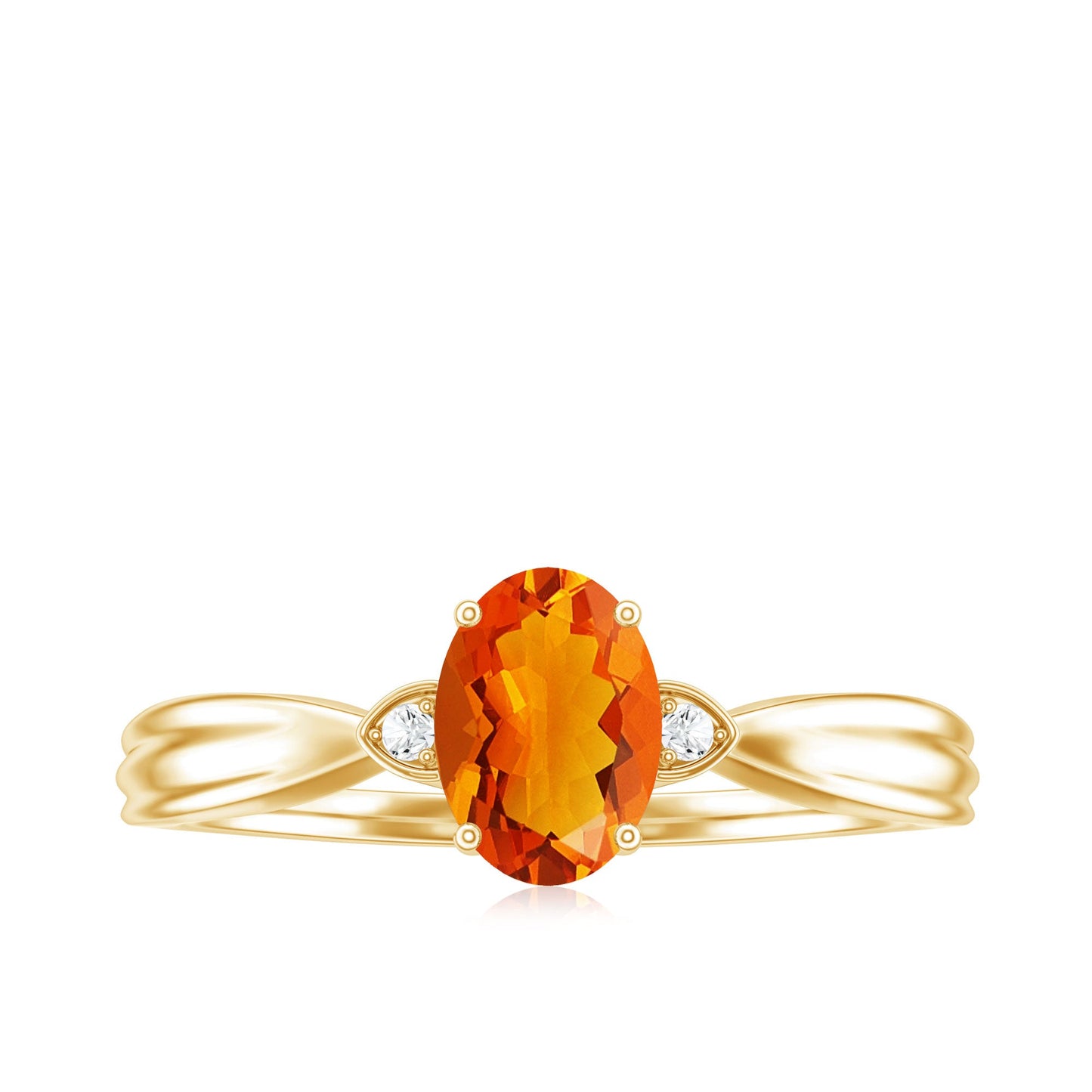 0.6 Carat Oval Shape Fire Opal Engagement Ring with Diamond