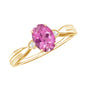 Oval Shape Pink Tourmaline Solitaire Ring with Diamond