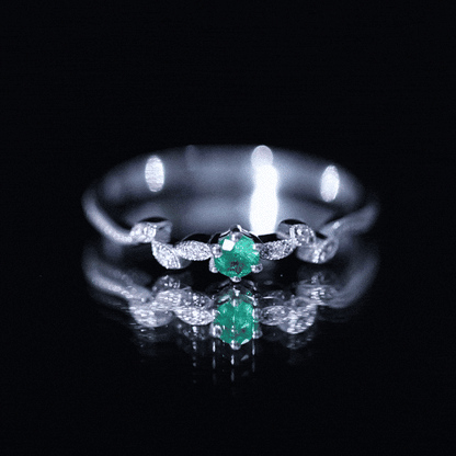 Nature Inspired Emerald Promise Ring with Diamond