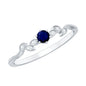 Minimalist Blue Sapphire and Diamond Leaf Promise Ring with Certificate