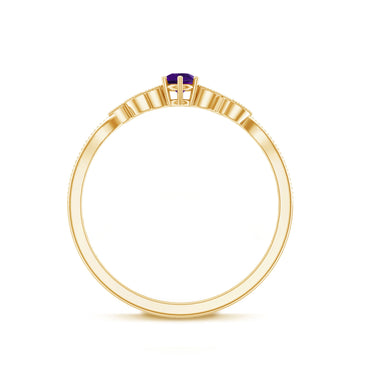Nature Inspired Amethyst Promise Ring with Diamond