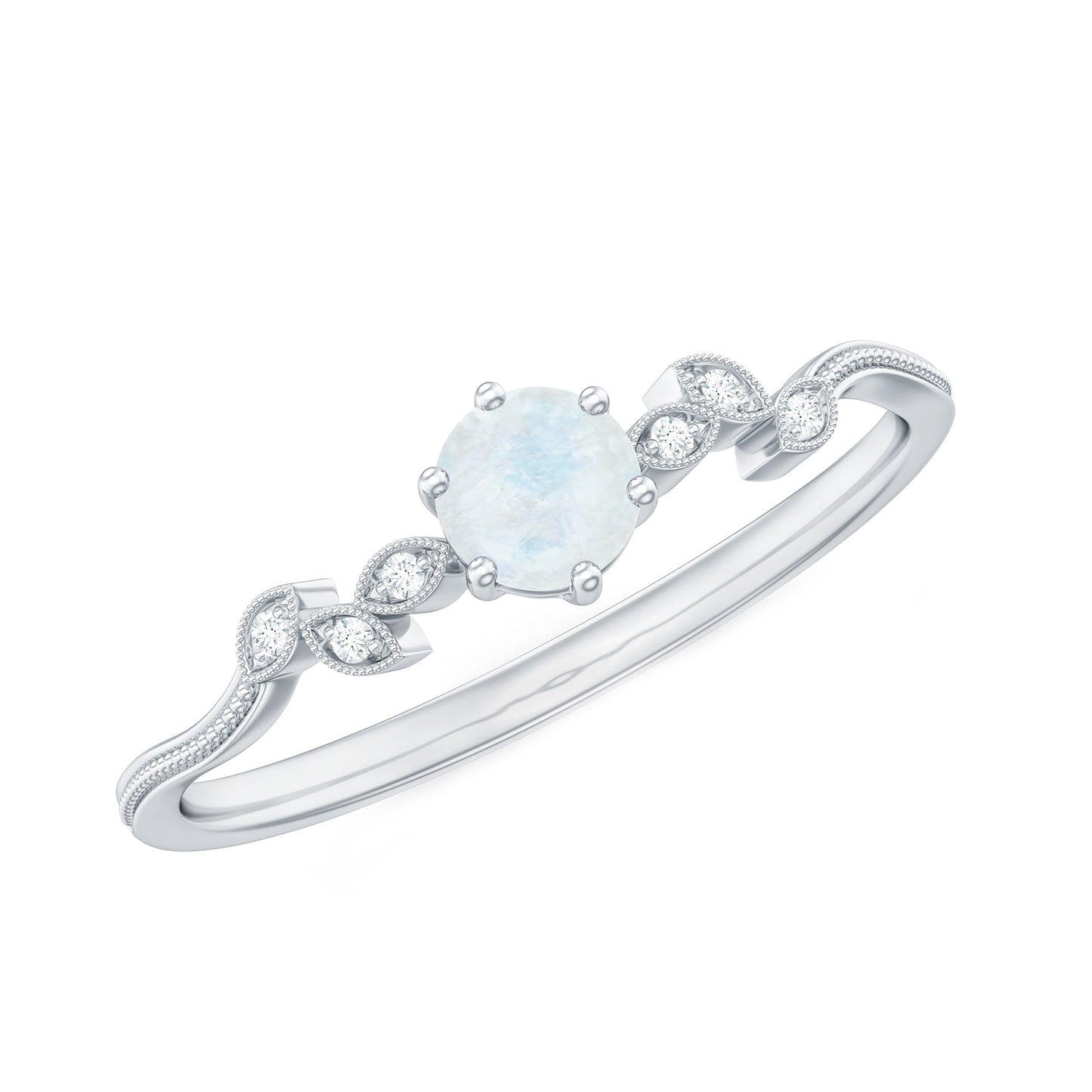 Nature Inspired Moonstone Diamond Promise Ring for Women