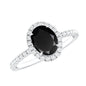 1 Carat Oval Black Onyx and Diamond Halo Engagement Ring
