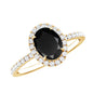 1 Carat Oval Black Onyx and Diamond Halo Engagement Ring