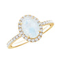 Oval Moonstone Engagement Ring with Diamond Halo
