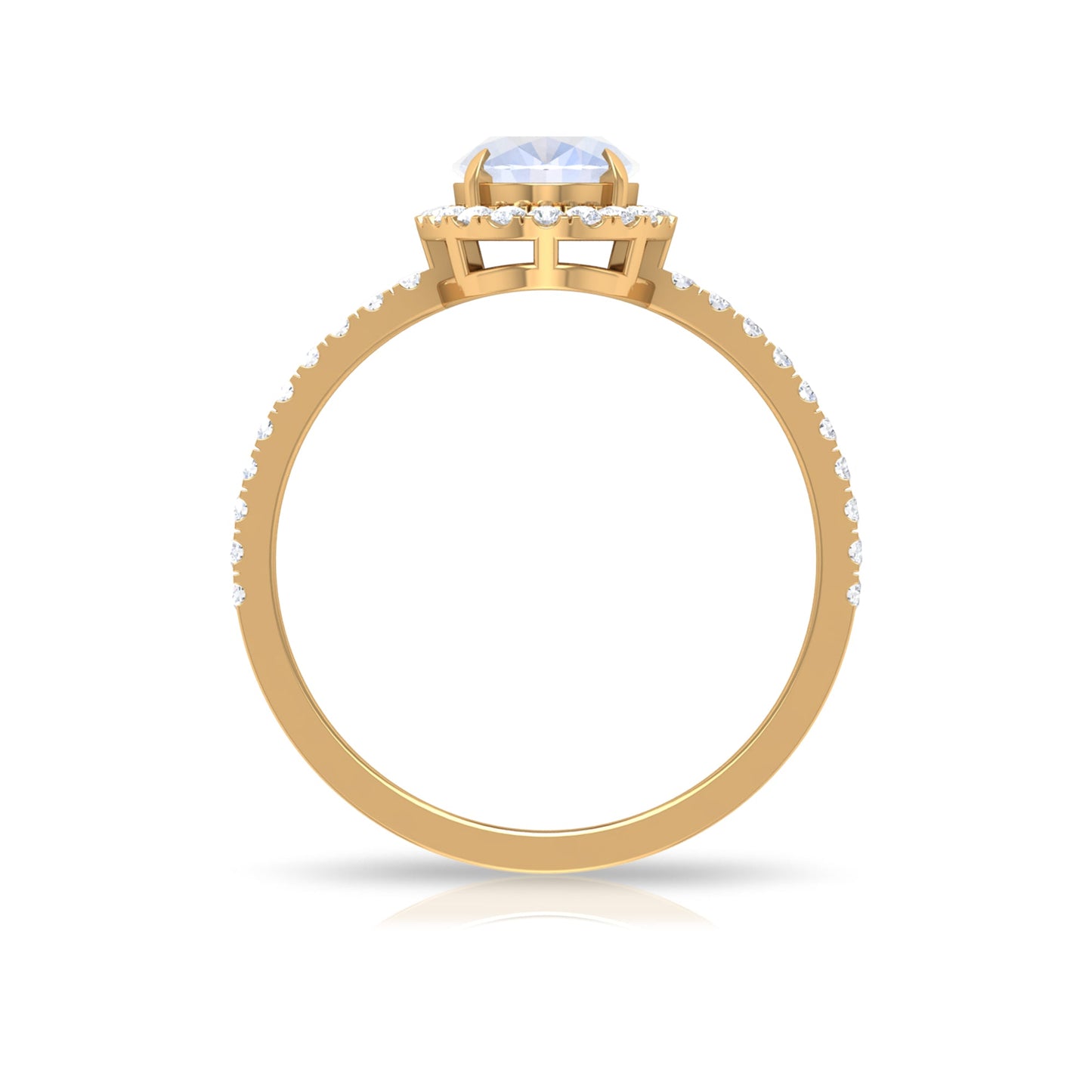 Oval Moonstone Engagement Ring with Diamond Halo
