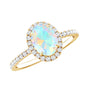 Certified Real 1.2 Carat Ethiopian Opal Oval Engagement Ring with Diamond Halo