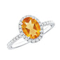 Certified Real 1 Carat Citrine Oval Engagement Ring with Diamond Halo