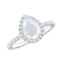 0.8 Carat Pear Cut Moonstone Engagement Ring with Diamond Accent