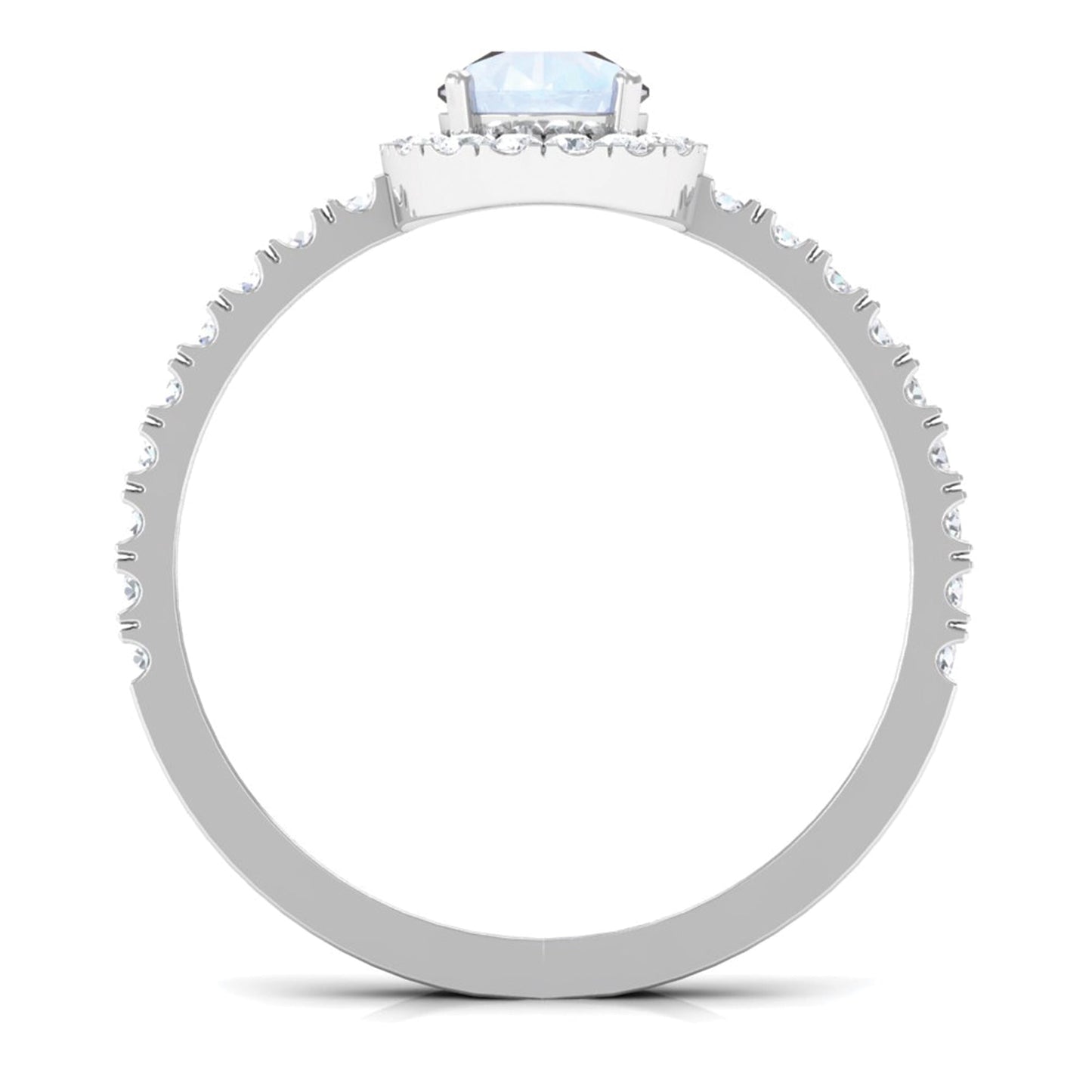 0.8 Carat Pear Cut Moonstone Engagement Ring with Diamond Accent