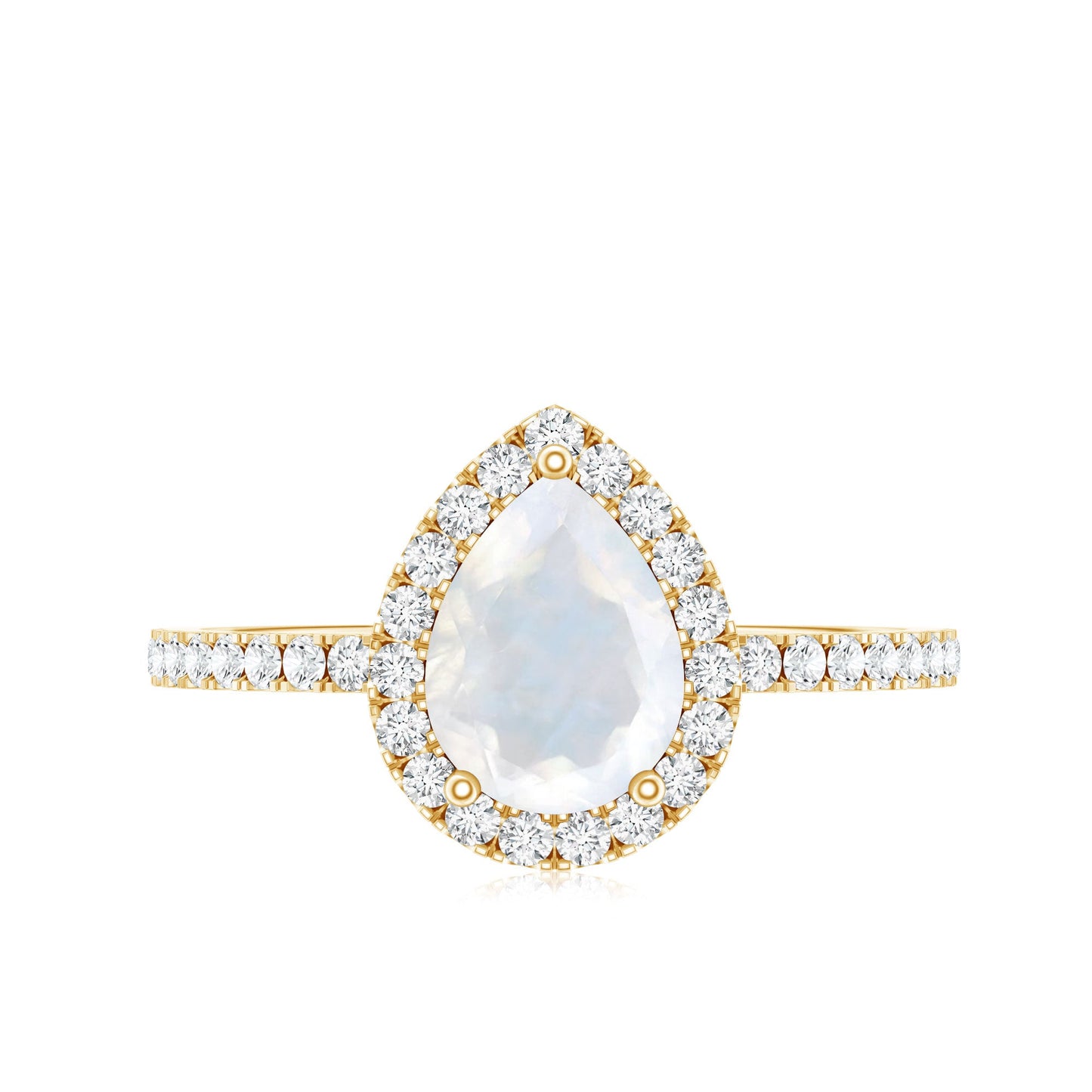 0.8 Carat Pear Cut Moonstone Engagement Ring with Diamond Accent
