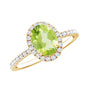 Natural 1 Carat Peridot Oval Engagement Ring with Diamond Halo