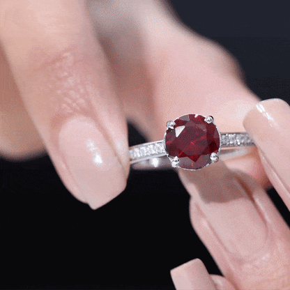 Lab Grown Ruby Simple Solitaire Engagement Ring with Diamond