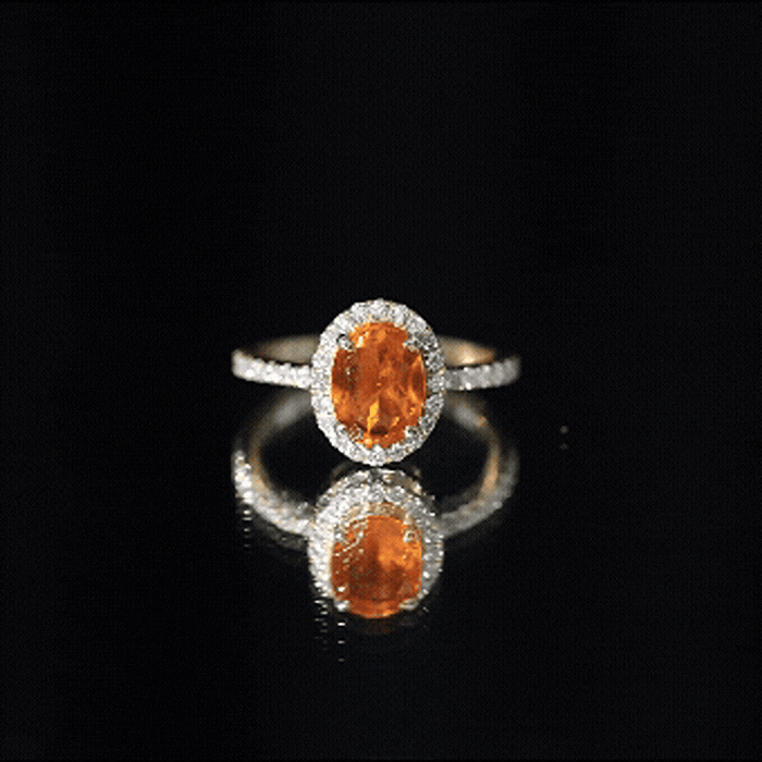 Oval 1 Carat Fire Opal Engagement Ring with Diamond Halo