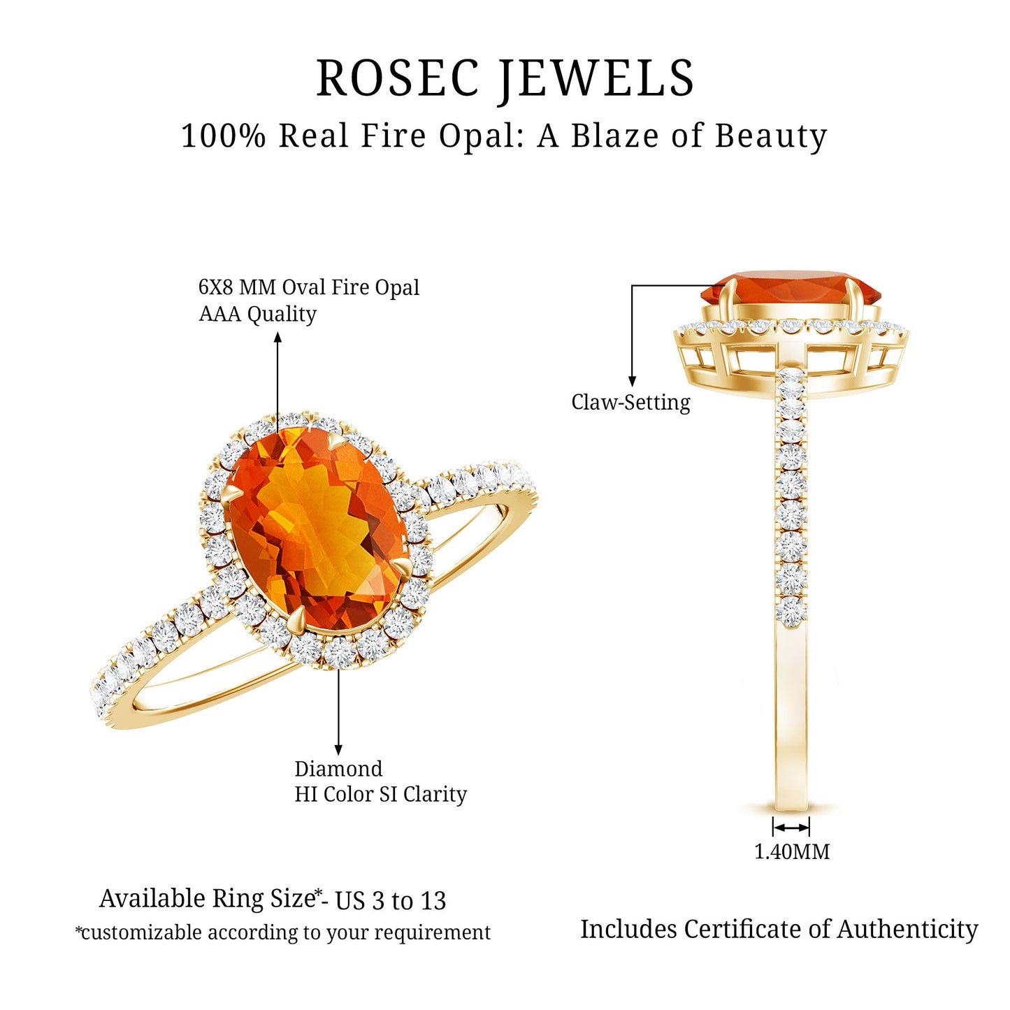 Oval 1 Carat Fire Opal Engagement Ring with Diamond Halo