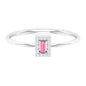 Natural Pink Tourmaline Dainty Promise Ring with Diamond Accent