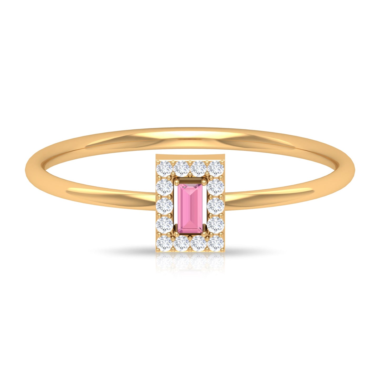 Natural Pink Tourmaline Dainty Promise Ring with Diamond Accent
