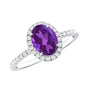 1 Carat Amethyst Oval Engagement Ring with Diamond Halo