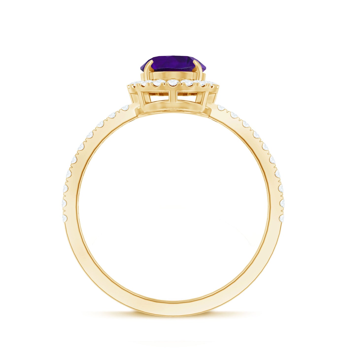 1 Carat Amethyst Oval Engagement Ring with Diamond Halo