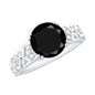2 Carat Round Black Onyx Solitaire Antique Looking Engagement Ring with Diamond