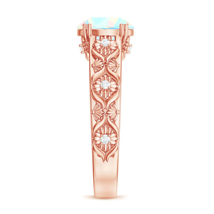 Nature Inspired 2 Carat Ethiopian Opal Engagement Ring with Diamond
