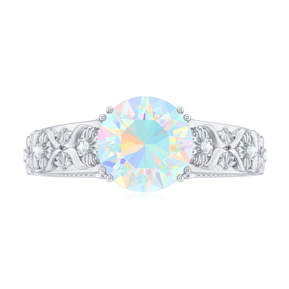 Nature Inspired 2 Carat Ethiopian Opal Engagement Ring with Diamond