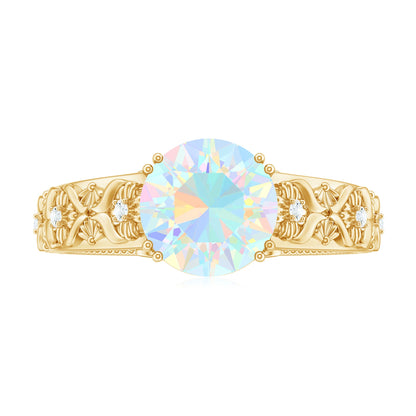 Nature Inspired 2 Carat Ethiopian Opal Engagement Ring with Diamond