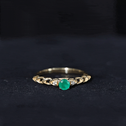 Genuine Emerald and Diamond Designer Promise Ring