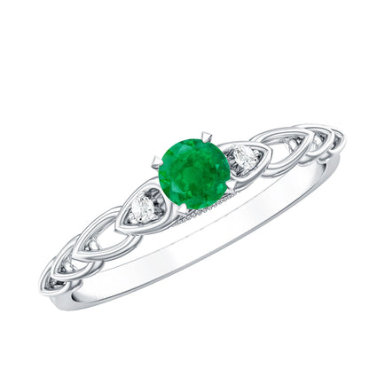 Genuine Emerald and Diamond Designer Promise Ring