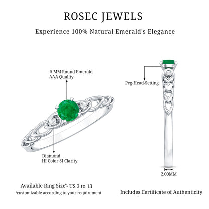 Genuine Emerald and Diamond Designer Promise Ring