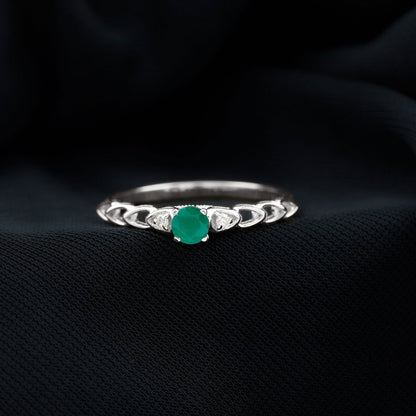 Genuine Emerald and Diamond Designer Promise Ring