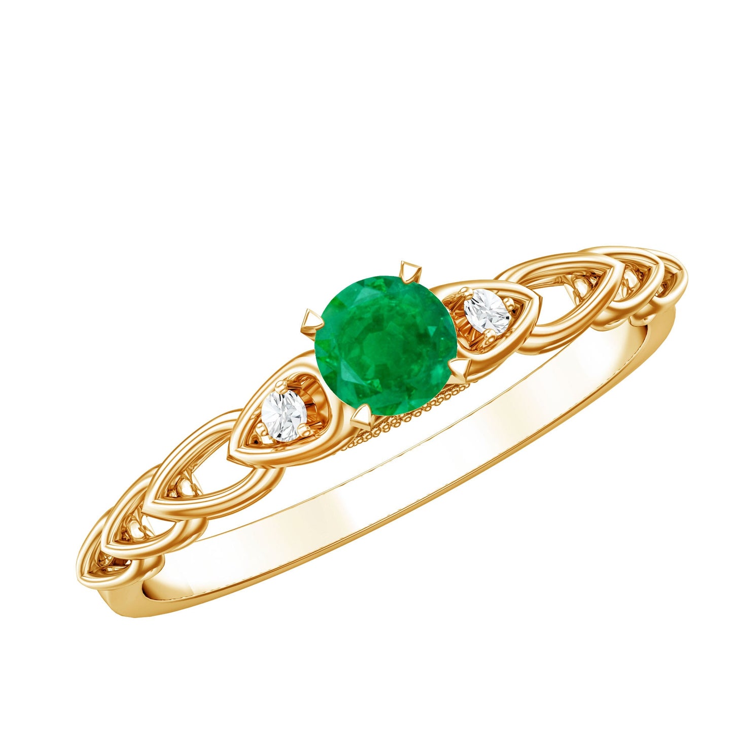 Genuine Emerald and Diamond Designer Promise Ring