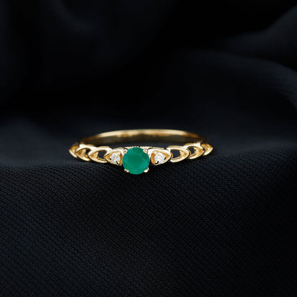 Genuine Emerald and Diamond Designer Promise Ring