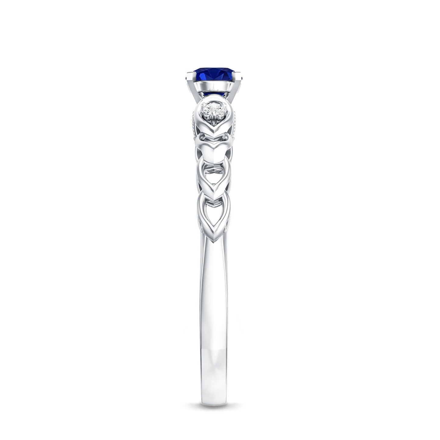 Certified 0.6 Carat Lab Grown Blue Sapphire Diamond Promise Ring