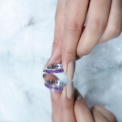 Genuine Amethyst Channel Set Eternity Ring for Women