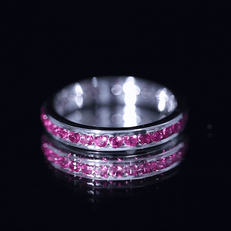 Channel Set Round Lab Created Ruby Eternity Band Ring for Women